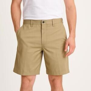 PGA Pro Tour Khaki Beige Golf Shorts Zipper Pocket Mens Sz 36 Polyester Comfort